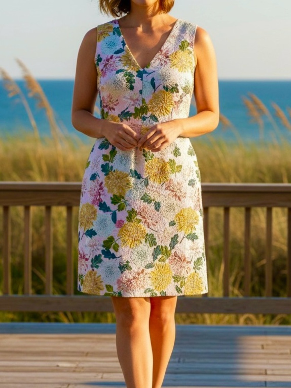 NWT Sam Romantic Feminine Cottagecore Floral Pastel V-Neck Sleeveless Dress 12